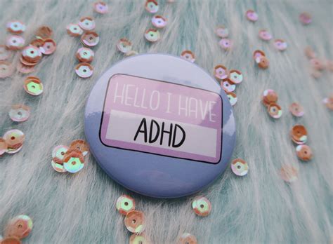 Hello I Have Adhd Badge Awareness Pins Etsy