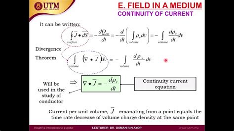 Emt Chapter 5 Electrostatic Field In A Medium Part 3 Continuity Of Currents Youtube