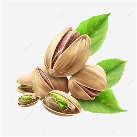 Pistachio Nuts With Leaves Realistic Pistachio Kernels Nuts Green