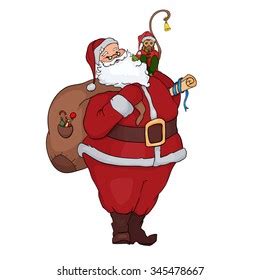 Santa Claus Carrying Gift Sack Christmas Stock Vector Royalty Free