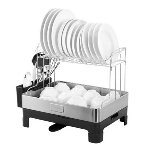 Happimess Palazzo Stainless Steel 2 Tier Dish Drying Rack With Swivel Spout Tray 2075 X 135 X