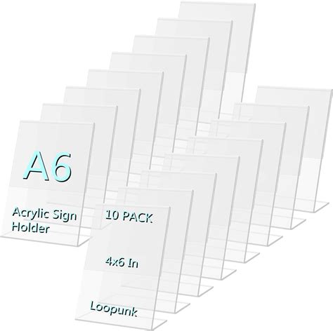 10 Pcs A6 Acrylic Sign Holder Acrylic Poster Menu Holder Lean To