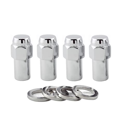 Chrome Long Shank Style Lug Nut Set Thread Size Set Of