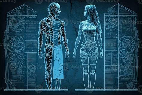 man and woman human blueprint illustration 23953887 Stock Photo at Vecteezy