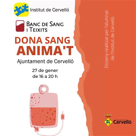 Si vols donar sang apuntat Ajuntament de Cervelló