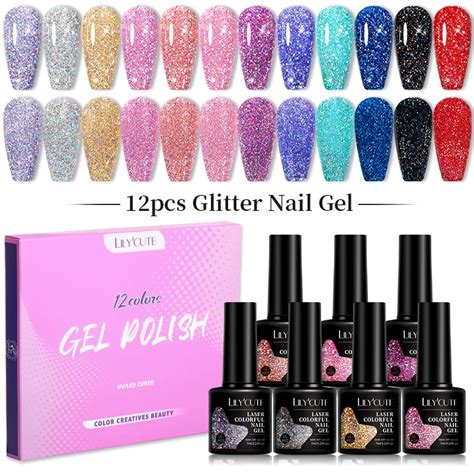 LILYCUTE PCS Glitter Nail Gel Polish Set Spring Colorful Nude Pink