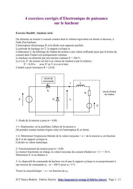 Exercices Electronique Puissance Hacheur Version Le Site De