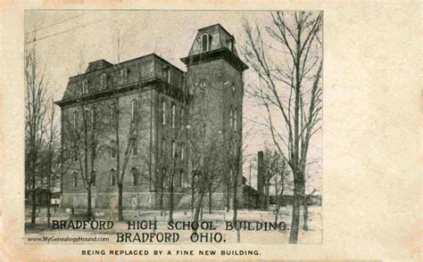 Bradford, Ohio, Bradford High School Building, vintage postcard photo