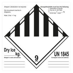 Klasse 9 UN 1845 Dry Ice Shipper S Declaration Papier150x150 Mm