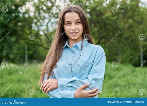 Outdoor Portrait Of A Beautiful Teenage Girl 15 Years Old Stock Image