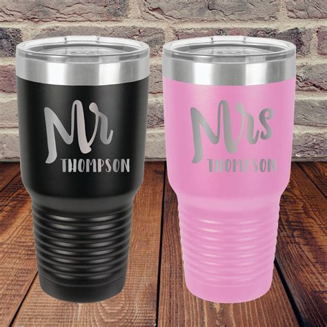 Custom Mr And Mrs Tumblers Large Insulated Mugs For Couple Lazer