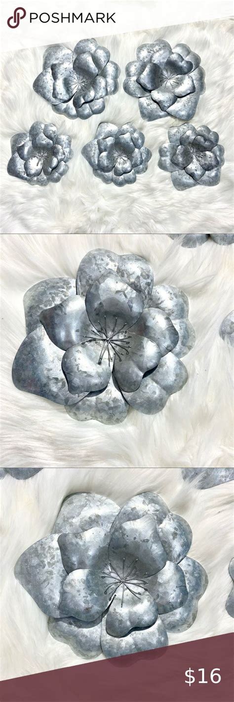 Barnett Galvanized Metal Wall Art Floral Set of 5 | Galvanized metal ...