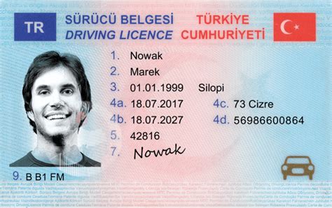 Tr Surucu Belgesi Turkiye Cumhuriyeti Driving Licence Front