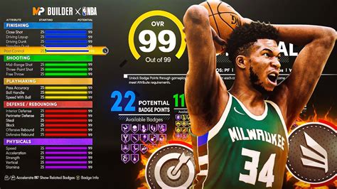 Nba K Next Gen Giannis Antetokounmpo Build Badges With Maxed