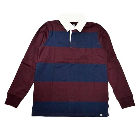 Maroon Dickies Cedar Long Sleeve Rugby Shirt Natterjacks