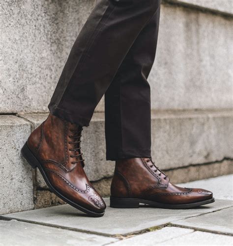 Men S Wingtip Boot In Dark Oak Brown Leather Thursday Boot Company