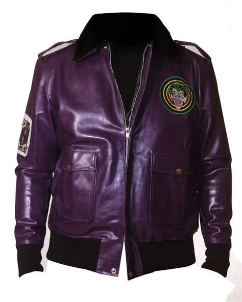 Batman Henchmen Joker Goon Purple Bomber Jacket With Faux Fur Collar Etsy