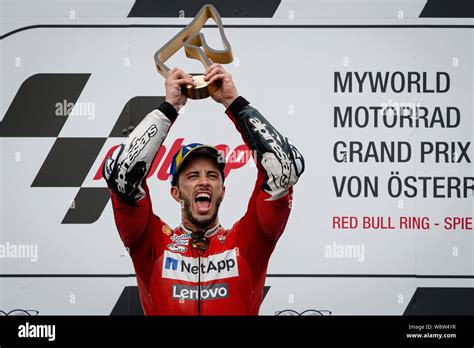 Ducati Team S Italian Rider Andrea Dovizioso Celebrates After Winning