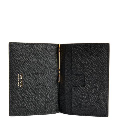 Mens Tom Ford Black Leather Money Clip Wallet Harrods Uk