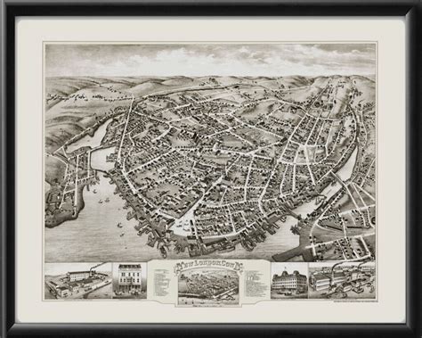 New London CT 1876 Restored Map | Vintage City Maps