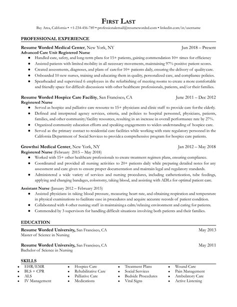 Experienced Nurse Resume Examples for 2025 | Resume Worded