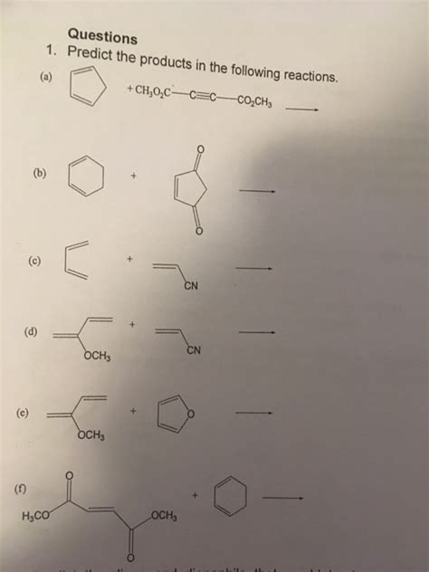 Solved Predict The Products In The Following Reactions