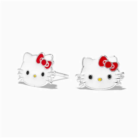 Sterling Silver Hello Kitty® Enamel Stud Earrings Claires Fr