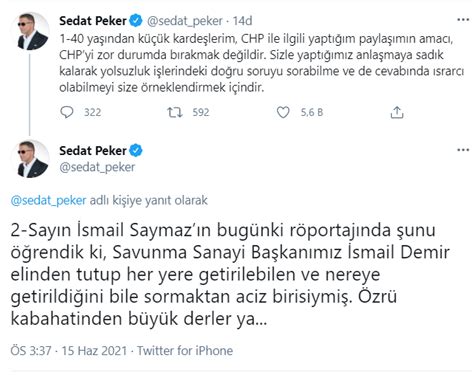 Sedat Peker Den Savunma Sanayi Ba Kan Na Tepki Sormaktan Aciz