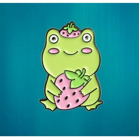 Enamel Strawberry Frog Cute Enamel Metal Pin Grailed