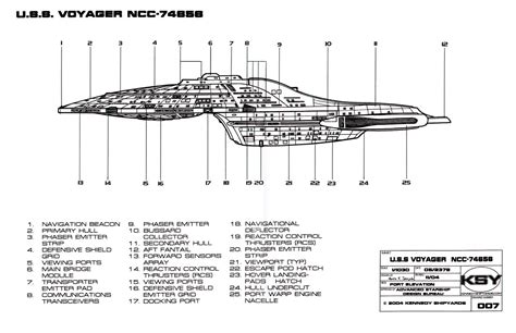 Star Trek Blueprints Intrepid Class Starship U S S Voyager Ncc 74656