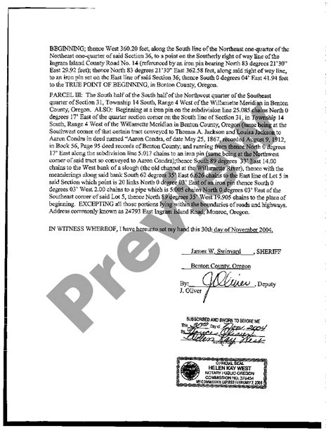 Eugene Oregon Certificate Of Levy Execution In Foreclosure Us Legal Forms