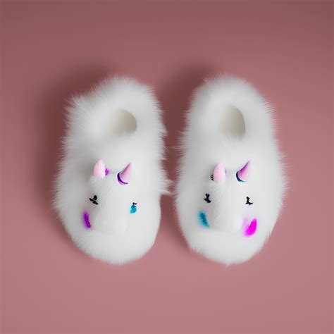 Fluffy Unicorn Slippers Photograph · Creative Fabrica