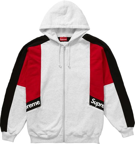 Supreme Color Blocked Zip Up Hooded Sweatshirt Ash Grey Ss20