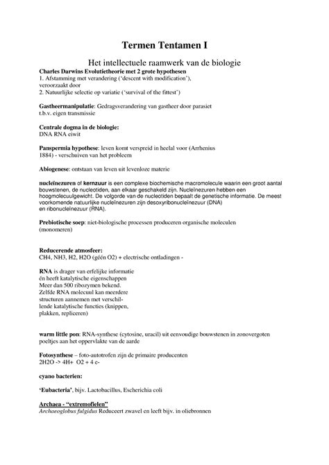 Aantekeningen Bio Organische Chemie Biochemie Celbiologie College