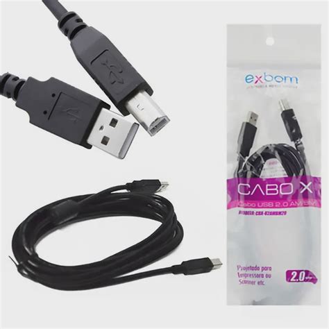 Cabo Usb Para Impressora Am Bm 2 Metros Filtro Od4 8 2 0 Exbom Cbx