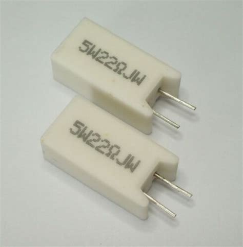 2 x 5W22RJ Radial Ceramic Cement Power Resistor 22 Ohm 5 Watt 5W 22Ω J