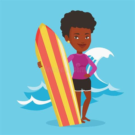 Surfer Holding Surfboard Vector Illustration Stock Vector