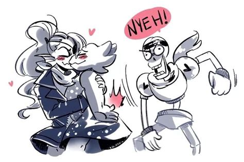 Undyne Alphys Kiss And Papyrus High Five Meme Undertale Drawings