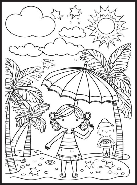 Dibujos De Verano Para Colorear Para Niños 23156416 Vector En Vecteezy