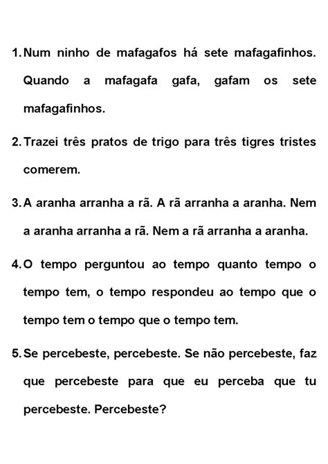 Trava Linguas Ninho De Mafagafos - Travas linguas difíceis - Num ninho de mafagafos há sete mafagafinhos ...