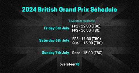 2024 F1 Silverstone Schedule British Grand Prix Timetable