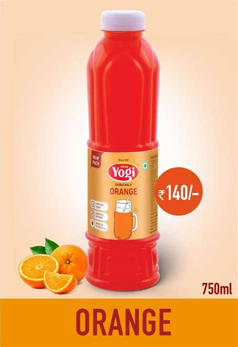 Yogi Pet Bottle Orange Syrup Packaging Size 750 Ml At Rs 140 Bottle