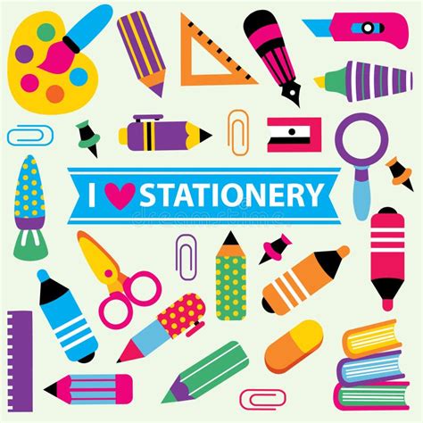 Stationery Clip Art Set Stock Vector Illustration Of Graphics 58057864