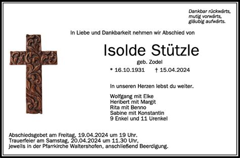 Traueranzeigen Von Isolde St Tzle Schwaebische De Trauerportal