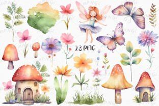 Fairy Garden Watercolor Clip Art Graphic By Passionpngcreation