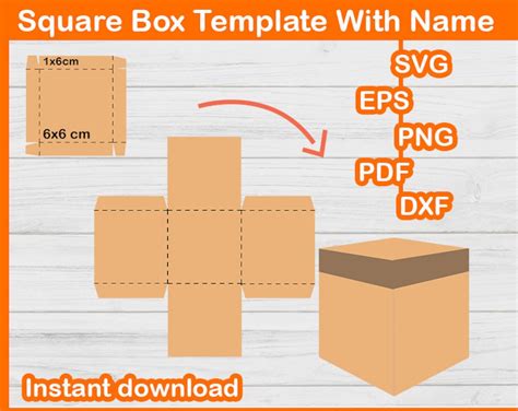 Make Your Custom Square Box Template Svg Box Template With Name Svg