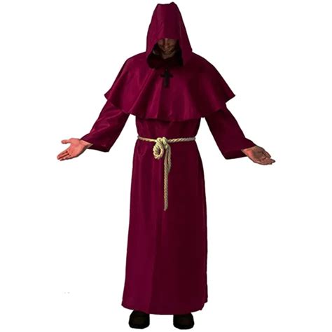 Medieval Hooded Monk Cloak Renaissance Priest Robe Cosplay Costume