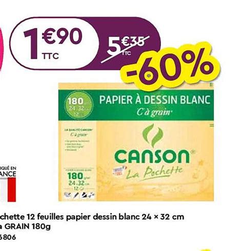 Offre Pochette Feuilles Papier Dessin Blanc X Cm C Grain