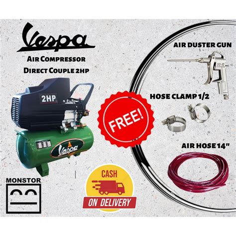 Vespa Air Compressor 2hp Direct Couple W Free Air Hose Air Duster Hose Clamp 1 2 Shopee