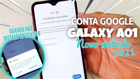 DESBLOQUEIO CONTA GOOGLE SAMSUNG A01 ATUALIZADO 2021 YouTube